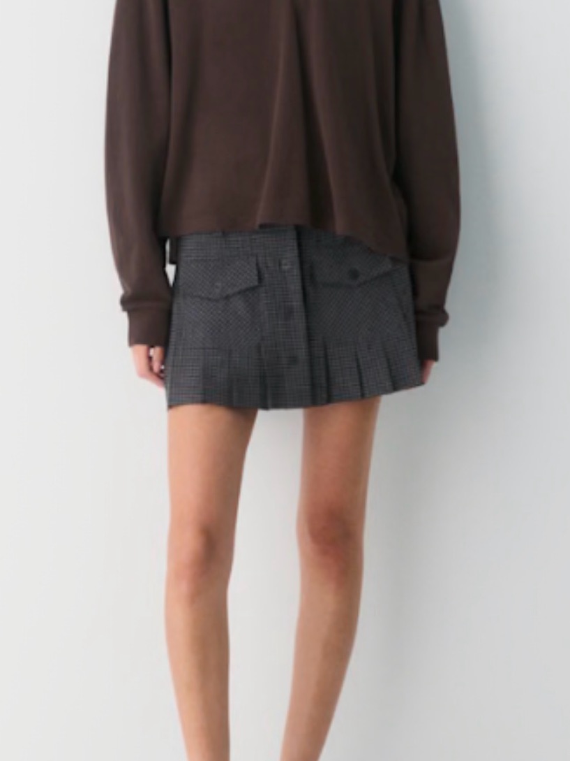 Aritzia Black & Gray Plaid Mini Skirt